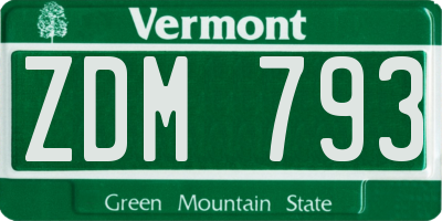 VT license plate ZDM793