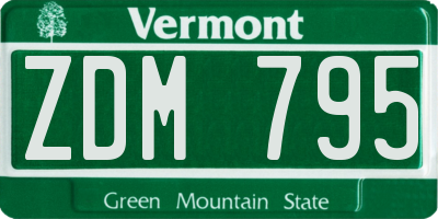 VT license plate ZDM795
