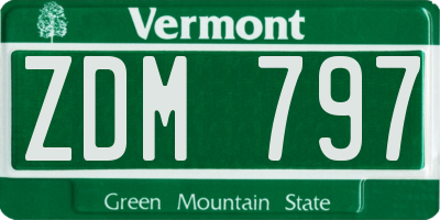VT license plate ZDM797