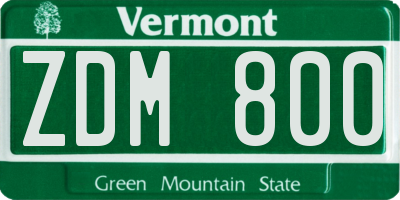 VT license plate ZDM800