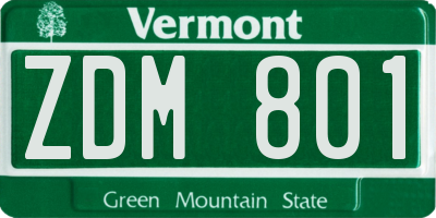 VT license plate ZDM801
