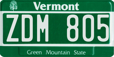 VT license plate ZDM805