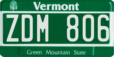 VT license plate ZDM806