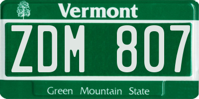 VT license plate ZDM807