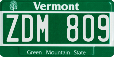VT license plate ZDM809