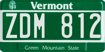 VT license plate ZDM812