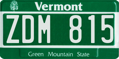 VT license plate ZDM815