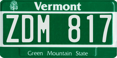 VT license plate ZDM817