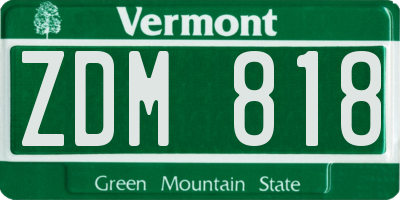 VT license plate ZDM818
