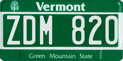 VT license plate ZDM820