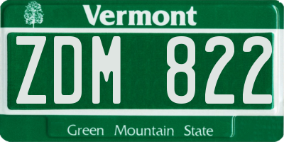 VT license plate ZDM822