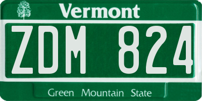 VT license plate ZDM824