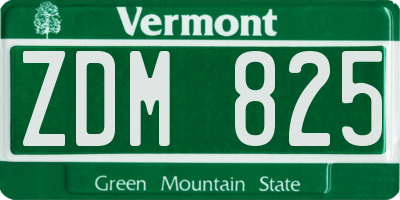 VT license plate ZDM825