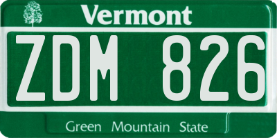 VT license plate ZDM826