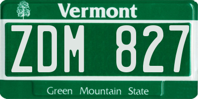 VT license plate ZDM827