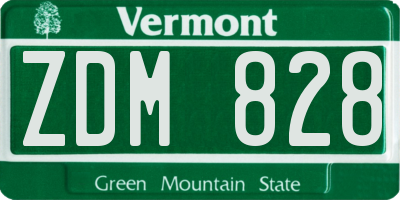 VT license plate ZDM828
