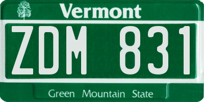 VT license plate ZDM831