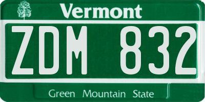 VT license plate ZDM832