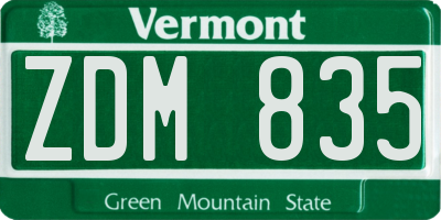 VT license plate ZDM835