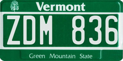 VT license plate ZDM836
