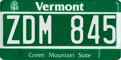 VT license plate ZDM845