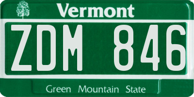 VT license plate ZDM846