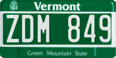 VT license plate ZDM849