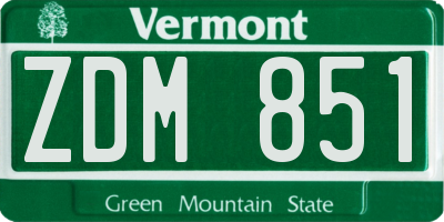 VT license plate ZDM851