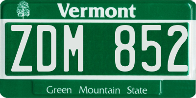 VT license plate ZDM852
