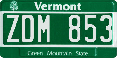 VT license plate ZDM853