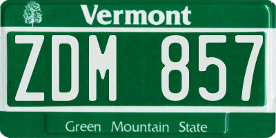 VT license plate ZDM857