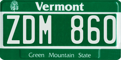 VT license plate ZDM860