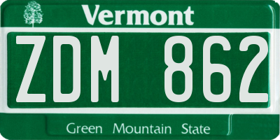 VT license plate ZDM862