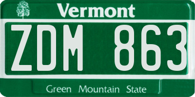 VT license plate ZDM863