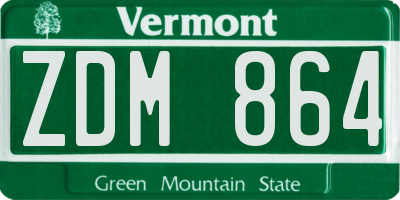 VT license plate ZDM864