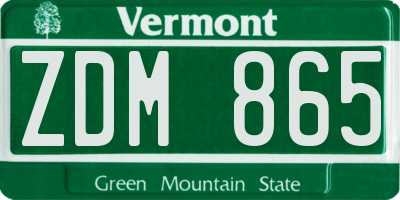 VT license plate ZDM865