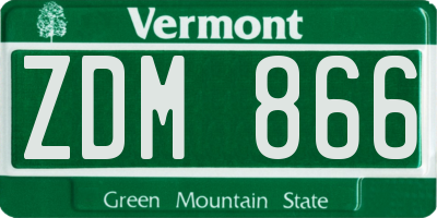 VT license plate ZDM866