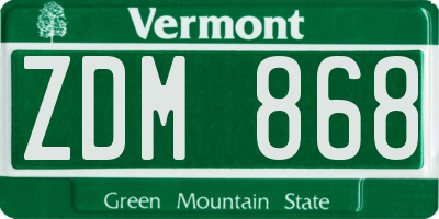 VT license plate ZDM868