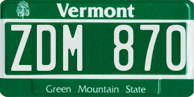 VT license plate ZDM870