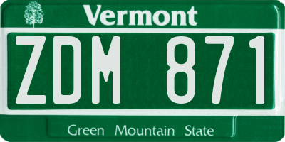 VT license plate ZDM871