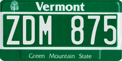 VT license plate ZDM875