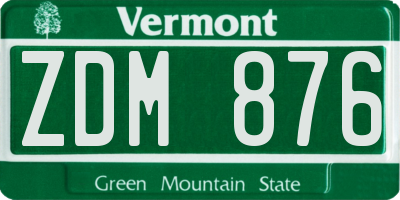VT license plate ZDM876