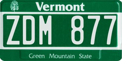 VT license plate ZDM877