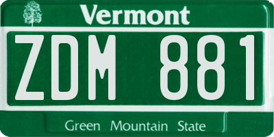 VT license plate ZDM881