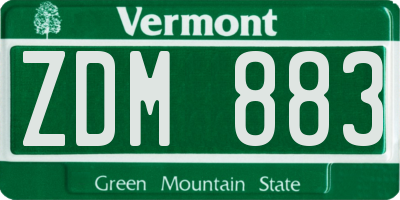 VT license plate ZDM883