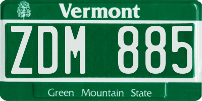 VT license plate ZDM885