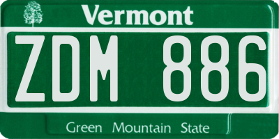 VT license plate ZDM886
