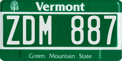 VT license plate ZDM887
