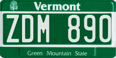 VT license plate ZDM890
