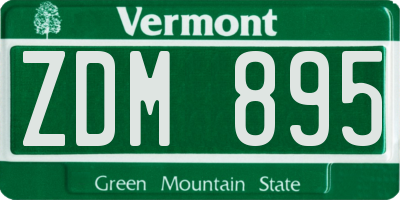 VT license plate ZDM895